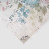  Mixed Media Blauw, Roze, Witte Bloemen Tissuepapier (Detail)