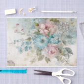  Mixed Media Blauw, Roze, Witte Bloemen Tissuepapier (Craft)