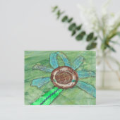 Mixed Media Bloem op Groen Briefkaart (Staand voorkant)