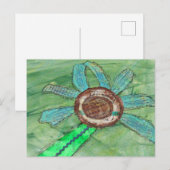 Mixed Media Bloem op Groen Briefkaart (Voorkant / Achterkant)