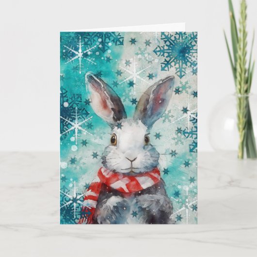 Mixed Media Bunny Print Kerst Kaart AP4448B1 (Voorkant)