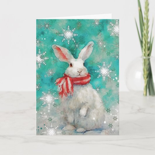 Mixed Media Bunny Print Kerst Kaart AP446B1 (Voorkant)