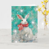 Mixed Media Bunny Print Kerst Kaart AP446B1 (Gele Bloem)