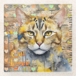 Mixed Media Cat Lover Glazen Onderzetter