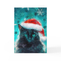 Mixed Media Cat Print Kerst Kaart AP410A2