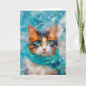 Mixed Media Cat Print Kerst Kaart AP412A1 (Voorkant)