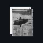 Mixed Media Collage A Vintage Boat Black and White Briefkaart<br><div class="desc">A collage made and photographed by Angelandspot in the year 2026 with vintage images from a magazine of a person in a boat and various textbook pages with pink and yellow paint and then filter applied for a black and white effect</div>