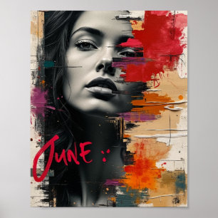 Mixed-Media Collage Abstracte muurkunst met vet Poster