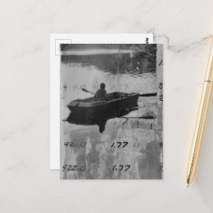 Mixed Media Collage Een Oude Boot Zwart en Wit Briefkaart