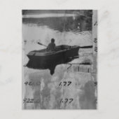 Mixed Media Collage Een Oude Boot Zwart en Wit Briefkaart (Voorkant)