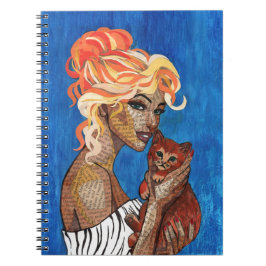 Mixed Media Collage Kat Moeder Notitieboek - Krant