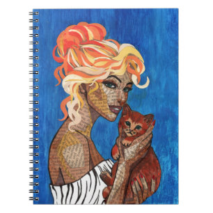 Mixed Media Collage Kat Moeder Notitieboek - Krant