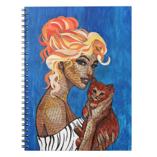 Mixed Media Collage Kat Moeder Notitieboek - Krant (Voorkant)