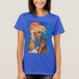 Mixed Media Collage Kat Moeder T-Shirt - Kunstzinn