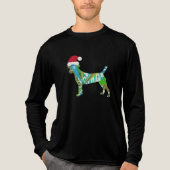 Mixed media collage kunst HOND PUPPY in kerstmuts Tri-Blend Shirt (Voorkant volledig)