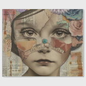 Mixed Media Collage Portret Kunst (10) Cadeaupapier (Vlak)