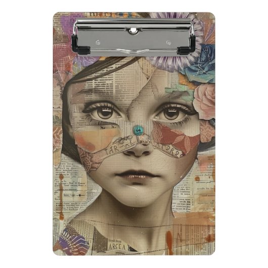 Mixed Media Collage Portret Kunst (10) Mini Klembord (Voorkant)