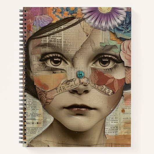 Mixed Media Collage Portret Kunst (10) Notitieboek (Voorkant)