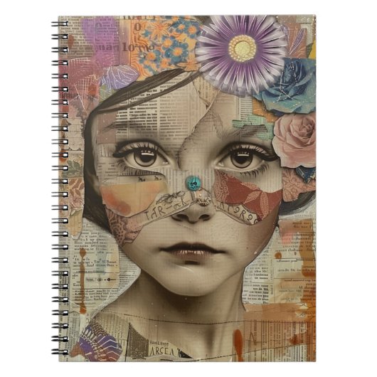 Mixed Media Collage Portret Kunst (10) Notitieboek (Voorkant)