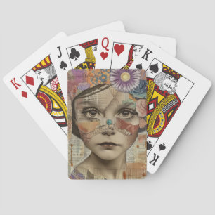 Mixed Media Collage Portret Kunst (10) Pokerkaarten