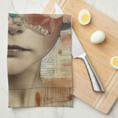 Mixed Media Collage Portret Kunst (10) Theedoek (Quarter Fold)