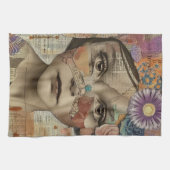 Mixed Media Collage Portret Kunst (10) Theedoek (Horizontaal)
