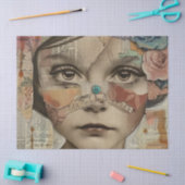 Mixed Media Collage Portret Kunst (10) Tissuepapier (Craft)