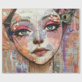 Mixed Media Collage Portret Kunst (11) Cadeaupapier (Vlak)