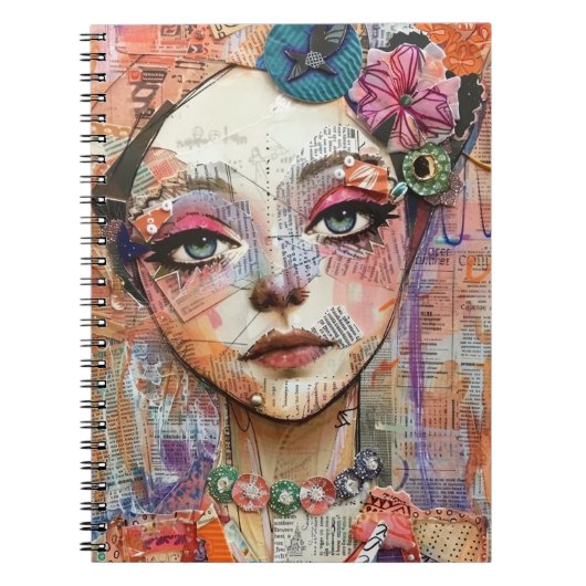 Mixed Media Collage Portret Kunst (11) Notitieboek (Voorkant)