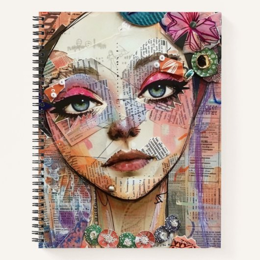 Mixed Media Collage Portret Kunst (11) Notitieboek (Voorkant)