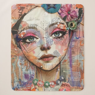 Mixed Media Collage Portret Kunst (11) Sherpa Deken