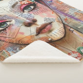 Mixed Media Collage Portret Kunst (11) Sherpa Deken (3/4)