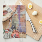 Mixed Media Collage Portret Kunst (11) Theedoek (Quarter Fold)