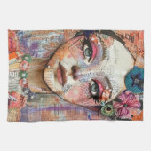 Mixed Media Collage Portret Kunst (11) Theedoek (Horizontaal)