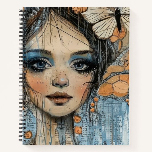 Mixed Media Collage Portret Kunst (12) Notitieboek (Voorkant)
