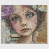 Mixed Media Collage Portret Kunst (1) Cadeaupapier (Vlak)