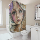Mixed Media Collage Portret Kunst (1) Douchegordijn (In situ)