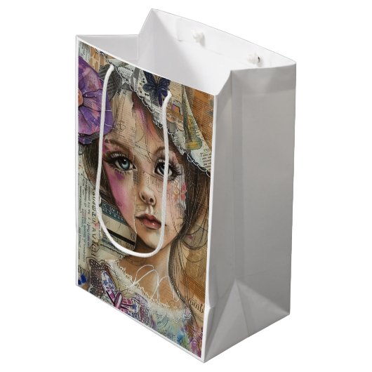Mixed Media Collage Portret Kunst (1) Medium Cadeauzakje (Voorkant Gekanteld)