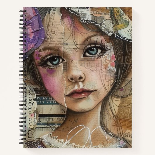 Mixed Media Collage Portret Kunst (1) Notitieboek (Voorkant)