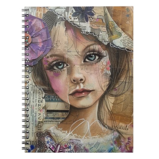 Mixed Media Collage Portret Kunst (1) Notitieboek (Voorkant)