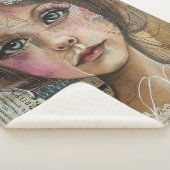Mixed Media Collage Portret Kunst (1) Sherpa Deken (3/4)