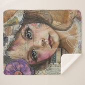 Mixed Media Collage Portret Kunst (1) Sherpa Deken (Voorkant (horizontaal))
