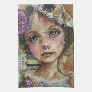 Mixed Media Collage Portret Kunst (1) Theedoek