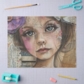 Mixed Media Collage Portret Kunst (1) Tissuepapier (Craft)