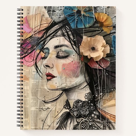 Mixed Media Collage Portret Kunst (2) Notitieboek (Voorkant)
