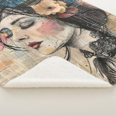 Mixed Media Collage Portret Kunst (2) Sherpa Deken (3/4)