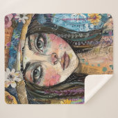 Mixed Media Collage Portret Kunst (3) Sherpa Deken (Voorkant (horizontaal))