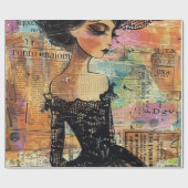 Mixed Media Collage Portret Kunst (4) Cadeaupapier (Vlak)