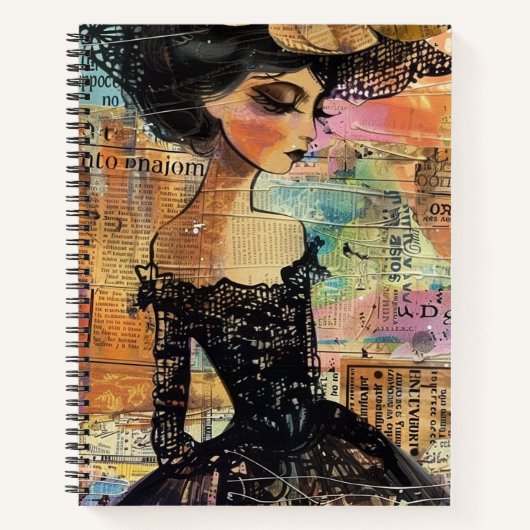 Mixed Media Collage Portret Kunst (4) Notitieboek (Voorkant)