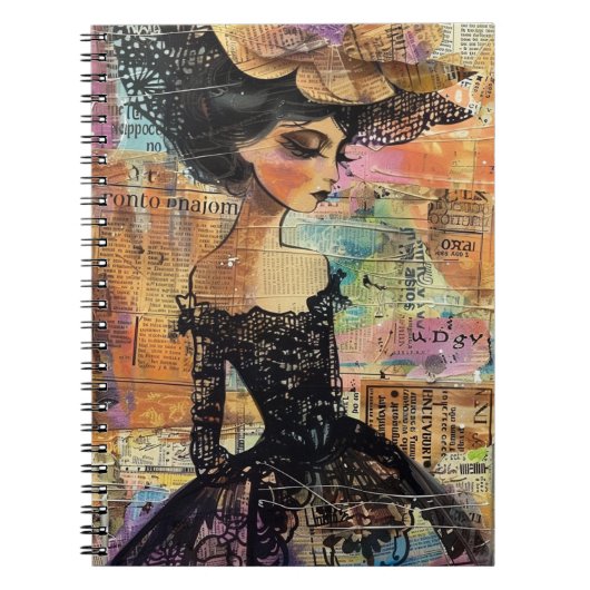 Mixed Media Collage Portret Kunst (4) Notitieboek (Voorkant)